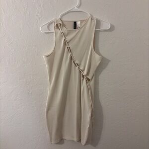 H&M Cream Mini Dress with Chain Accent